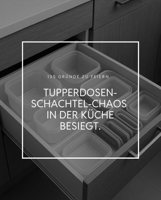 Frau hat Tupperboxlade organisiert