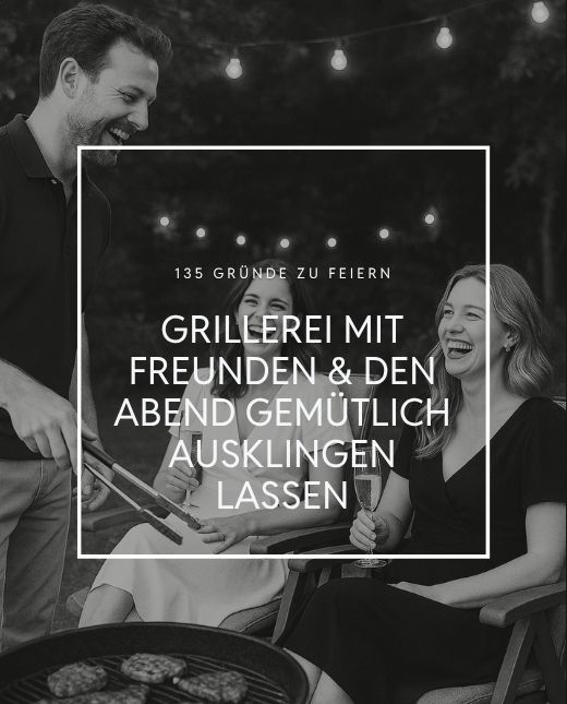 Drei Freunde haben einen netten Grillabend zusammen und lachen