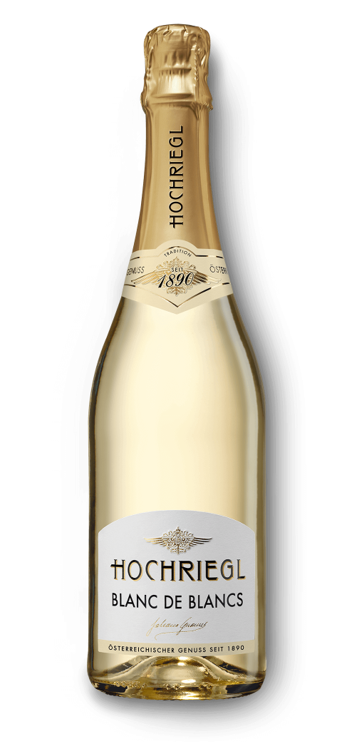 Eine Flasche Hochriegl Blanc de Blancs Betaut