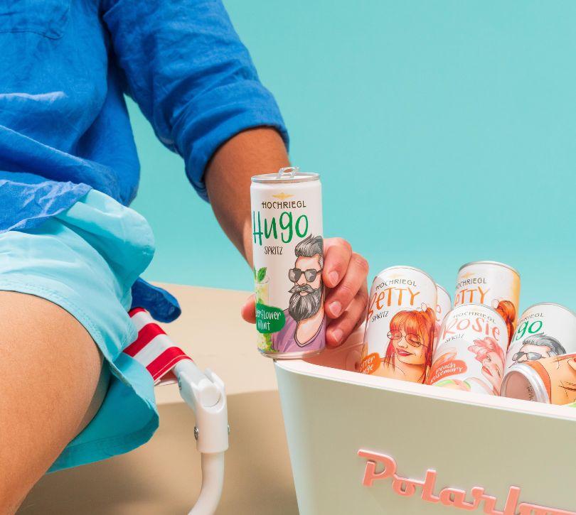 Spritz Sorten in der Dose liegen in einer Eisbox
