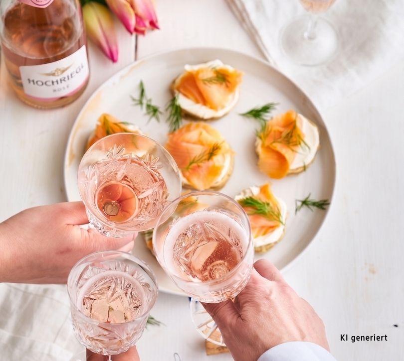 Eine Flasche Hochriegl Rosè zum Essen